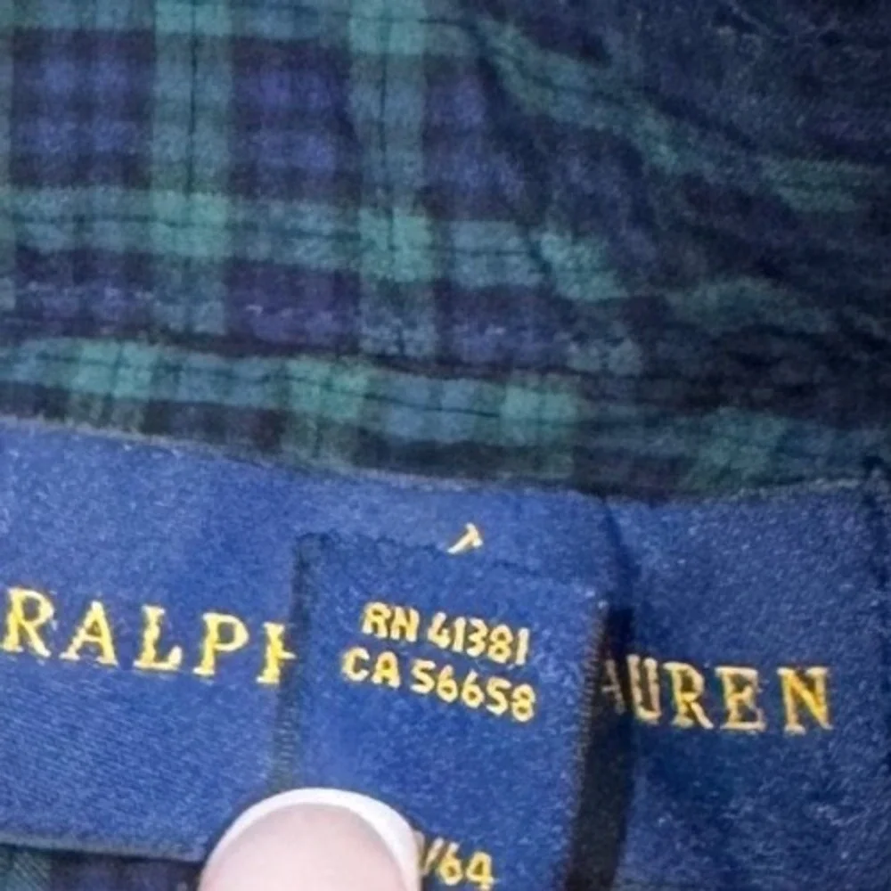 Ralph Lauren Boys Green Blue Plaid Long Sleeve Button Down Shirt Size 7 Red Pony